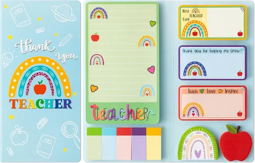 Vista 15 de Xqumoi Juego de 2 notas adhesivas Teaching is A Work of Heart, lápiz de pizarra, Apple, blocs de notas autoadhesivas para el profesor, escritura