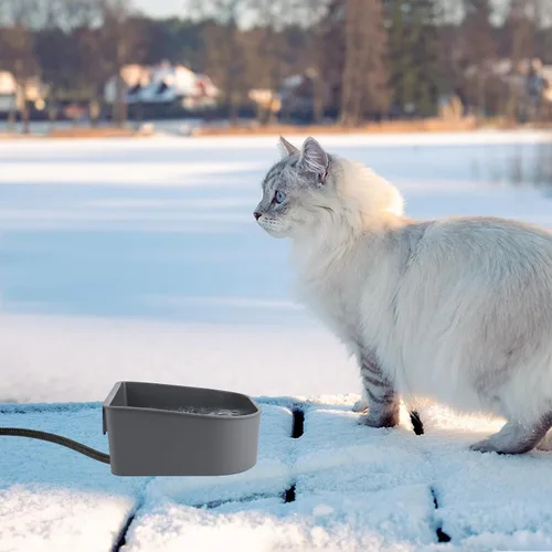 Vista 8 de Heated Water Bowl for Cats, Outdoor Anti-Freeze Pet Thermal Bowls for Chickens Rabbits Birds, Hanging Small Dog Winter Warm Dish, Heating Bird Baths
