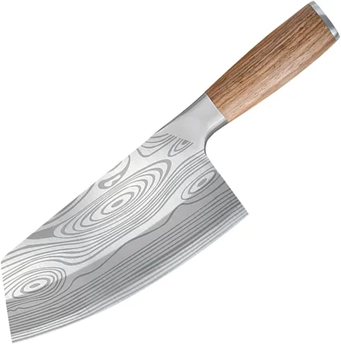 Vista 6 de Cuchillo de chef de acero inoxidable de 8 pulgadas, cuchillo de chef de damasco serbio, cuchillo de rebanar carnicero serbio para carne