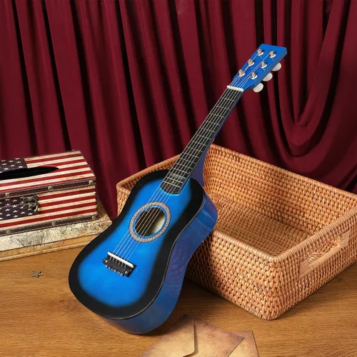 Vista 4 de Guitarra pequeña - Guitarra acústica para niños de 23 pulgadas en azul para aprendizaje de música, perfecta para práctica en casa y entretenimiento