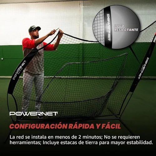 Vista 6 de PowerNet Baseball Softball Practice Net 7x7 with Baseball Accessories for Practice Pitching, Batting & Fielding, Ball Caddy, Weighted Baseballs, Tee