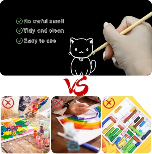 Vista 6 de HINGTAI Juego de 30 piezas de arte rascador para niños y adultos, rascador recubierto de negro con lápiz de madera, suministros de manualidades