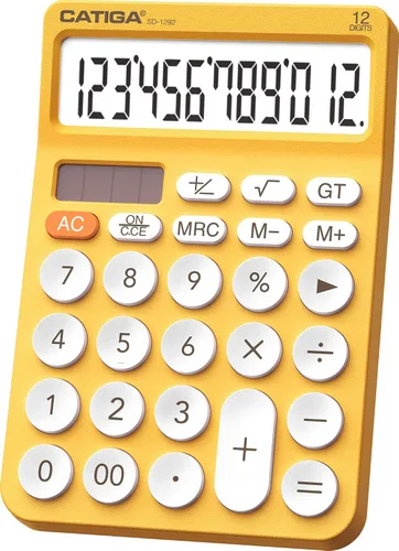Vista 8 de CATIGA Calculadora de escritorio de 12 dígitos Calculadora de escritorio básica con pantalla LCD grande, botones grandes, 4 funciones, energía solar