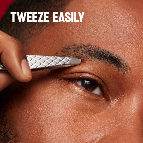 Vista 4 de Revlon Pinzas de punta inclinada para hombres, ultraafiladas para moldear cejas de precisión y eliminación del vello facial, agarre antideslizante