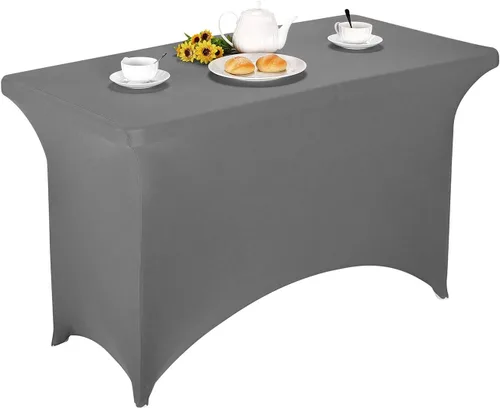 Vista 13 de LZY Cubierta de Mesa Elástica Ajustable de Spandex para Mesa Plegable de 6 pies, 4 pies o 8 pies, Mantel de Cóctel Rectangular, Perfecto para Champn