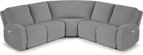 Vista 13 de VANSOFY Fundas de Sofá Seccional Reclinable Extra Grandes, Fundas Lavables de 5 Piezas para Sofá Seccional en Forma de L con Asiento de Esquina