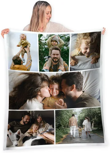 Vista 25 de FrameStory Manta personalizada con fotos y texto, totalmente personalizable con tus fotos y mensajes, manta de forro polar suave y suave, 30 x 40