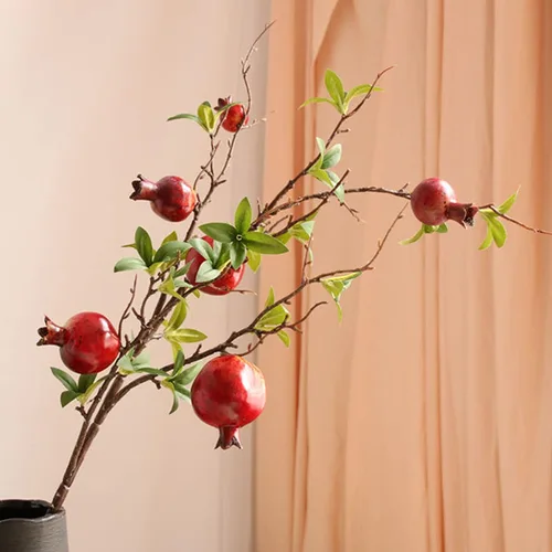 Vista 9 de Firlar 2 piezas de plantas artificiales, tallo de flor de granada, ramas de granada artificiales de 37.4 pulgadas, ramo de frutas artificiales