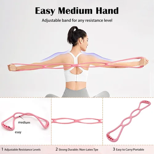 Vista 2 de Bandas de resistencia ajustables de 4 anillos para entrenar en casa, bandas de entrenamiento para mujeres y hombres, fitness, yoga, pilates