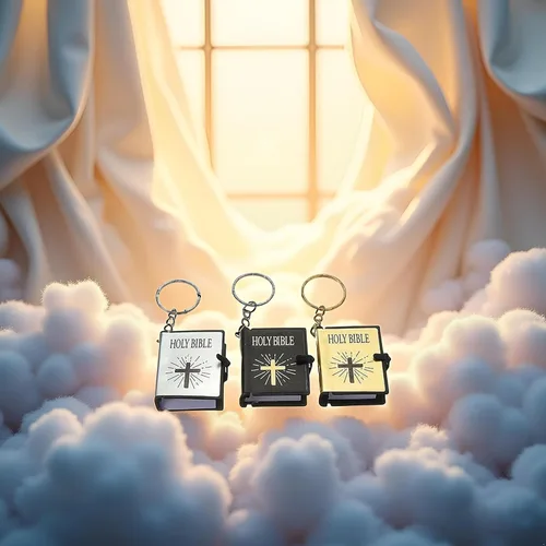 Vista 4 de 3 llaveros de la Biblia, llaveros de la Biblia real en miniatura, llaveros para colgar en el bolso, regalo de Navidad, recuerdos religiosos, negro