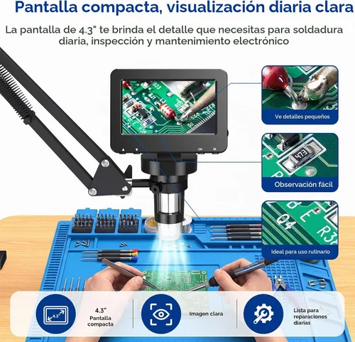 Vista 5 de 4.3 Inch Digital Soldering Microscope with C-Clamp