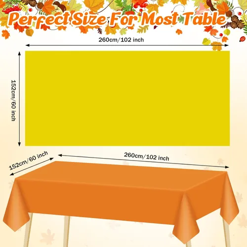 Vista 2 de Patelai 6 manteles de plástico desechables de Acción de Gracias para mesas rectangulares, manteles de mesa de otoño para Acción de Gracias y Naranja