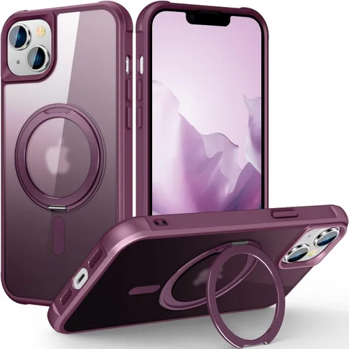 Vista 26 de Funda para iPhone 11 con soporte de anillo magnético giratorio de 360° [compatible con Mag-Safe] [Protección de grado militar] Funda translúcida