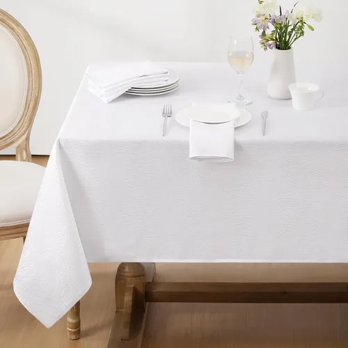 Vista 15 de Softalker Mantel rectangular de jacquard, diseño de remolinos, impermeable, resistente a las manchas, sin arrugas, tela de gran peso para Beige