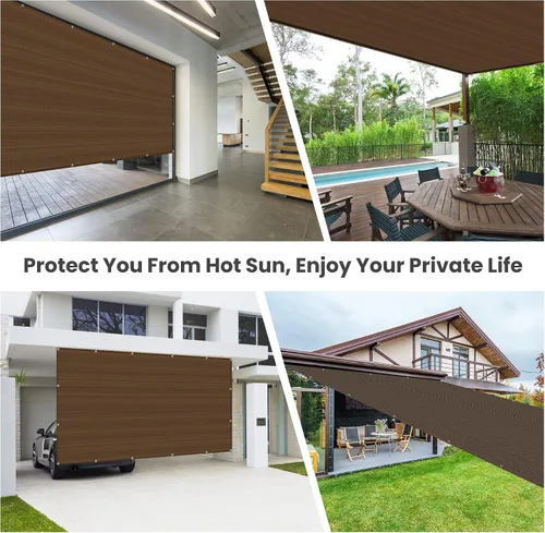 Vista 5 de Pantalla de tela 90% de privacidad de 10 x 10 pies, paño para parasol con ojales reforzados para patio al aire libre, toldo, porche, pérgola