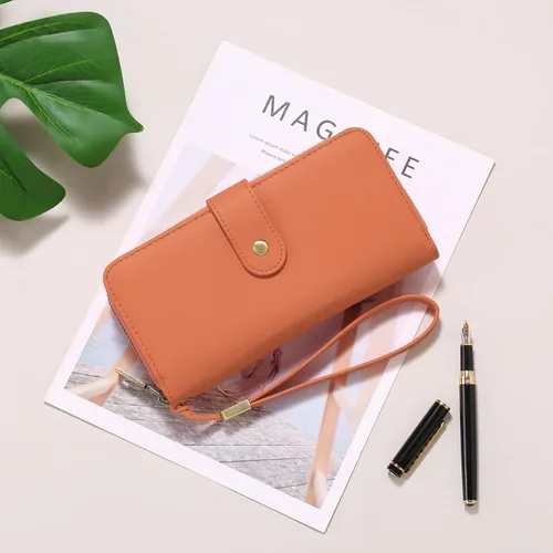 Vista 7 de GAEKEAO Cartera de mano para mujer, con bloqueo RFID, de piel, de gran capacidad, con correa de mano