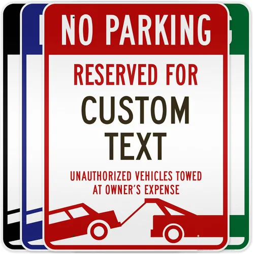 Vista 14 de Letrero personalizado de no estacionamiento, letreros de estacionamiento reservados personalizados para negocios, 10 x 14 pulgadas, metal