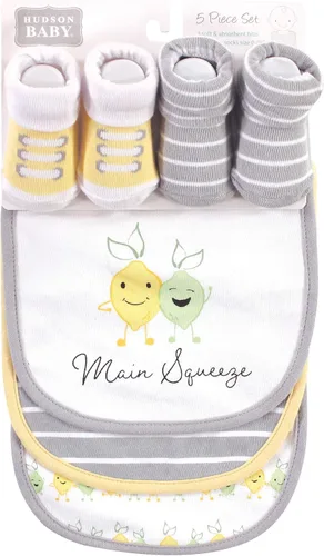 Vista 92 de Hudson Baby Conjunto de babero y calcetines unisex de algodón para bebé
