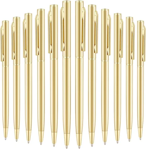 Vista 7 de Unibene Paquete de 6 bolígrafos dorados delgados con tinta negra, punta media (0.039 pulgadas), bonito regalo para bodas, negocios, oficina