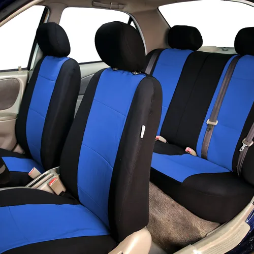 Vista 2 de TLH Juego completo de fundas de asiento de coche de neopreno, compatibles con bolsas de aire, accesorios interiores, protector de asiento