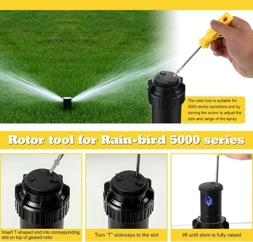 Vista 5 de Herramienta de ajuste del rotor de aspersor compatible con Rainbird 5000 Herramienta de extracción de cabezal de aspersor, destornillador de ajuste
