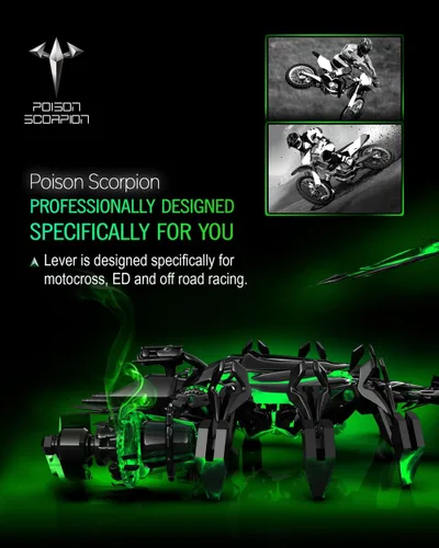 Vista 6 de POISON SCORPION Palancas de freno y embrague negras pivotantes para bicicleta de cross compatibles con KX65 00-25 / KX85 01-25 / KX100 01-21 / KX125