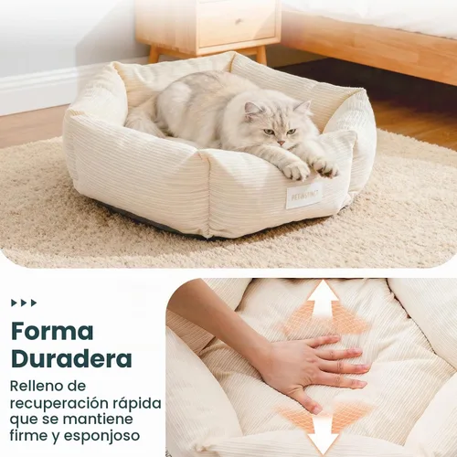 Vista 6 de Cama para gatos, cama para mascotas con forma de dona de 22 Blanco crema