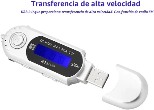 Vista 4 de 1 unidad USB 2.0 digital MP3 reproductor de música portátil LCD compatible con tarjeta TF de 32 GB y radio FM, uso 20 horas, plata