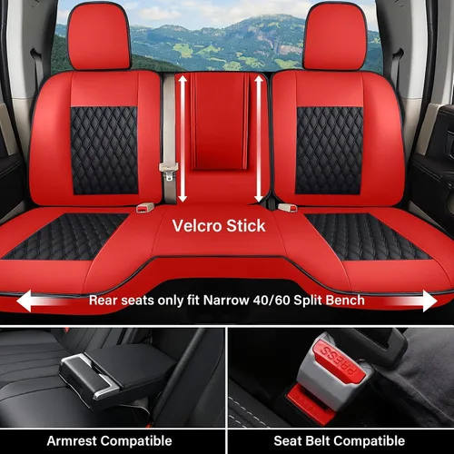 Vista 46 de Coverado Juego completo de fundas de asiento de ajuste personalizado para Chevy Silverado/GMC Sierra 2014-2018 1500, 2015-2019 2500HD 3500HD Negro