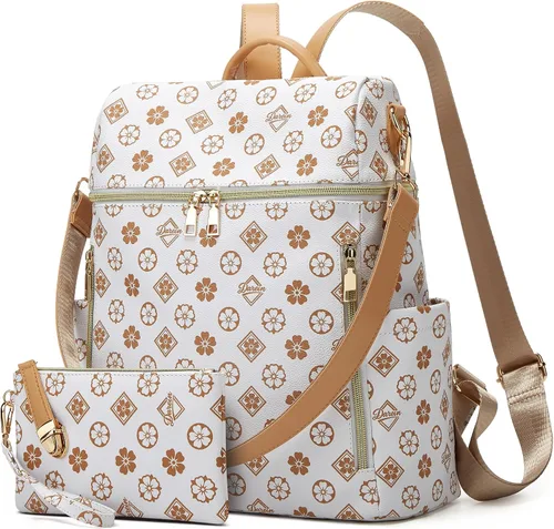 Vista 18 de Makes - Bolso tipo mochila para mujer, de piel sintética, bolso de viaje con diseño convertible a cartera, 12 pulg., Mochilas de viaje
