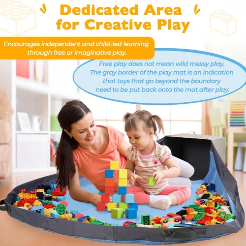 Vista 2 de SAM AND MABEL Organizador de almacenamiento de juguetes con tapete de juego para niños, 13 x 13 x 13 pulgadas, apilable y plegable, caja