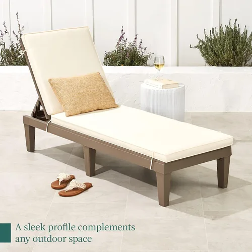 Vista 8 de Best Choice Products Sillón para exteriores, tumbona de resina para patio, piscina, patio trasero, porche con cojín de asiento, respaldo ajustable