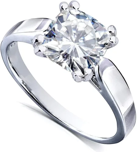 Vista 2 de Kobelli Anillo de compromiso con solitario moissanita de talla cojín 2 CTW oro blanco de 14 k