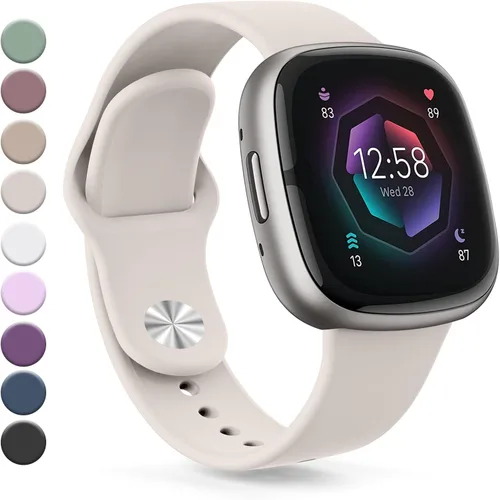 Vista 15 de Correa compatible con Fitbit Sense 2 / Sense Bands, Fitbit Versa 4 / Versa 3 bandas para mujeres y hombres, correa de repuesto de silicona suave