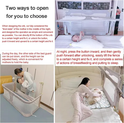 Vista 3 de Cuna de bebé 3 en 1, moisés de cama para bebé para dormir junto a mí, cuna de bebé, cuna portátil, ventana de malla transpirable y visible, funda