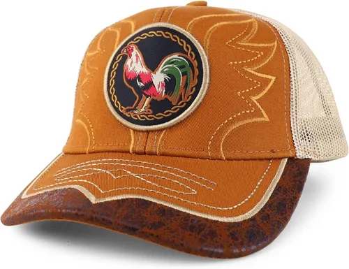 Vista 6 de Trendy Apparel Shop Gorra de béisbol bordada de malla de camionero con gallo Negro Negro