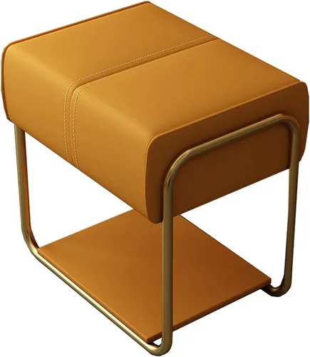 Vista 9 de ZAIHW Taburete cuadrado de cuero mate con patas doradas, cómodo banco de entrada con asiento acolchado, taburetes de maquillaje para tocador