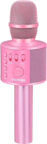 Vista 20 de BONAOK - Micrófono inalámbrico Bluetooth de karaoke, 3 en 1; máquina altavoz con micrófono de karaoke portátil de mano para fiesta de cumpleaños