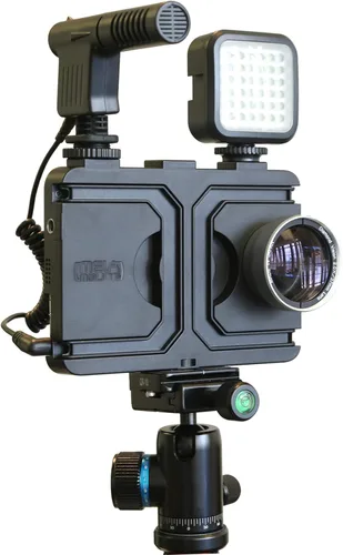 Vista 3 de MegaMount Multimedia Rig Case Estabilizador de video para Apple iPhone 8 y 7. Conecta fácilmente lentes, luces, micrófonos. Ideal para grabación