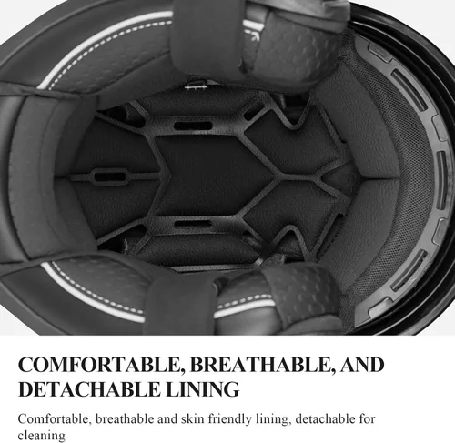 Vista 7 de Kaese Casco de motocicleta de fibra de carbono 3/4 con protector de doble lente, aprobado por DOT, protección facial ligera para hombres y mujeres