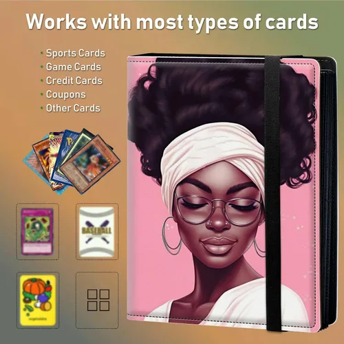 Vista 4 de Carpeta para tarjetas intercambiables, 4 bolsillos para tarjetas intercambiables, 160 bolsillos de doble cara, funda para tarjetas de tamaño Mujeres