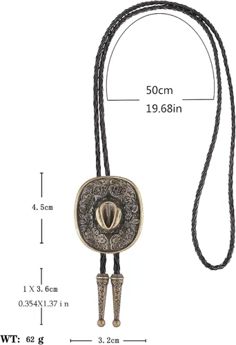 Vista 318 de Jeilwiy Corbata de bolo para hombre, corbata de vaquero occidental, collar de corbata de bolo dorado, corbata de cuero, corbata de Halloween
