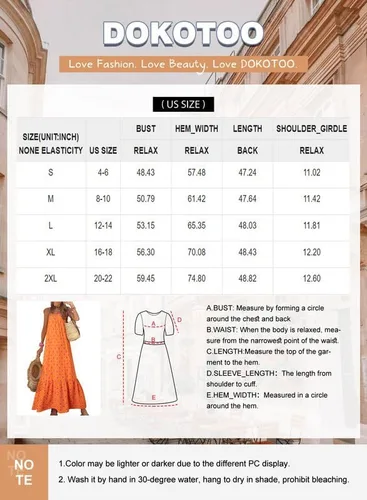 Vista 6 de Dokotoo Vestidos de verano para mujer 2024 con tirantes delgados, cuello redondo, fruncido y volantes, vestido largo bohemio
