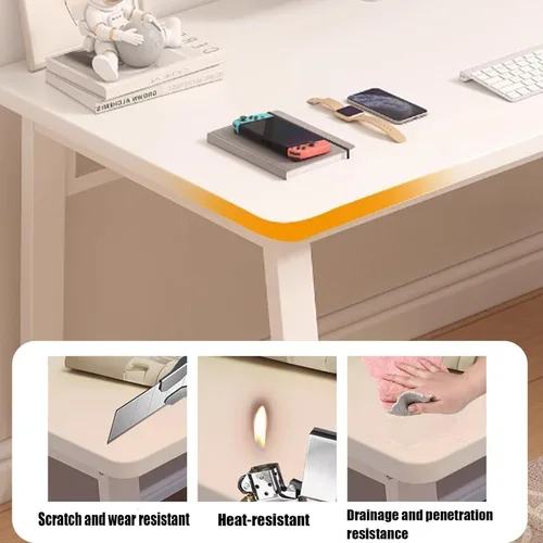 Vista 4 de Escritorio para computadora de estilo moderno y sencillo de 31.5 pulgadas, mesa pequeña de escritura blanca para oficina en casa, escritorio