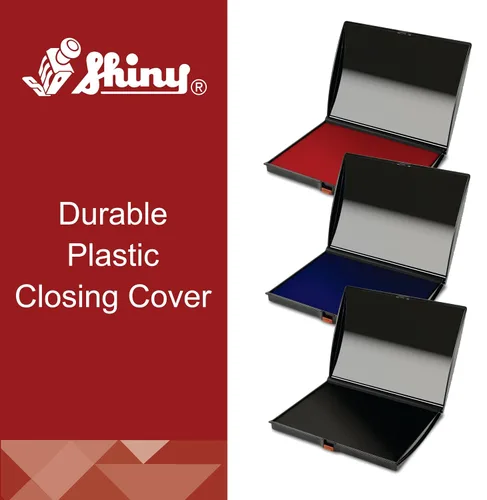 Vista 6 de Shiny AS-SHI0940188 Almohadilla grande para sellos de fieltro, cubierta plástica, S4, 5" x 7", negra