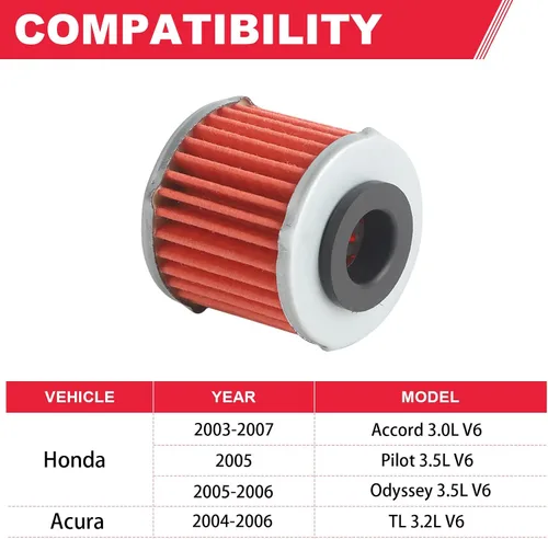 Vista 3 de Filtro de transmisión automática compatible con Honda V6-2003-2007 Accord, 2005-2006 Odyssey, 2005 Pilot, para 2004-2006 Acura TL V6 reemplaza #