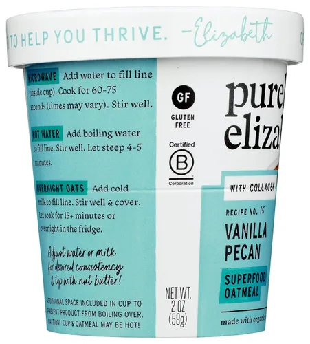 Vista 6 de Purely Elizabeth, Proteína de colágeno de avena y vainilla con nueces pecanas, 2 Oz