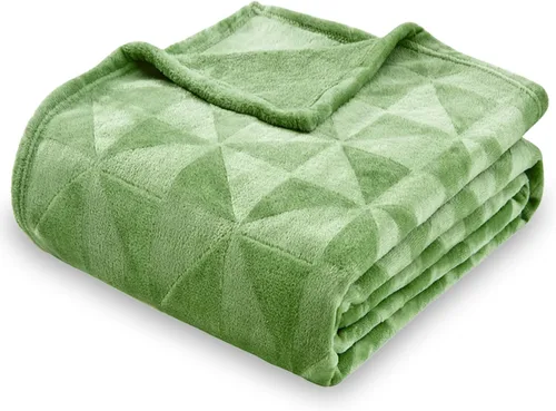Vista 17 de SOCHOW Manta de forro polar de franela súper suave, ligera y acogedora manta de felpa con textura de hojas cálidas para cama, sofá, 50 x 60