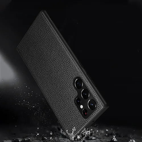 Vista 5 de XWCG Funda para Samsung Galaxy S22/S22 ultra auténtica de piel a prueba de golpes, antiarañazos, suave, antihuellas, color negro, para Samsung S22