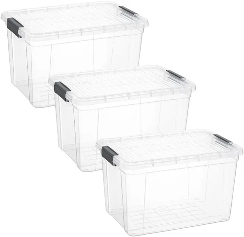 Vista 27 de Superio Contenedor de plástico transparente de 7.4 cuartos con tapa, no tóxico, sin BPA, sin olor, caja de almacenamiento organizadora, recipiente